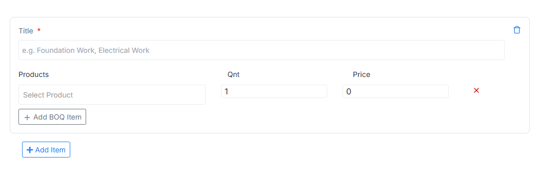 BOQ for Manufacturing Module